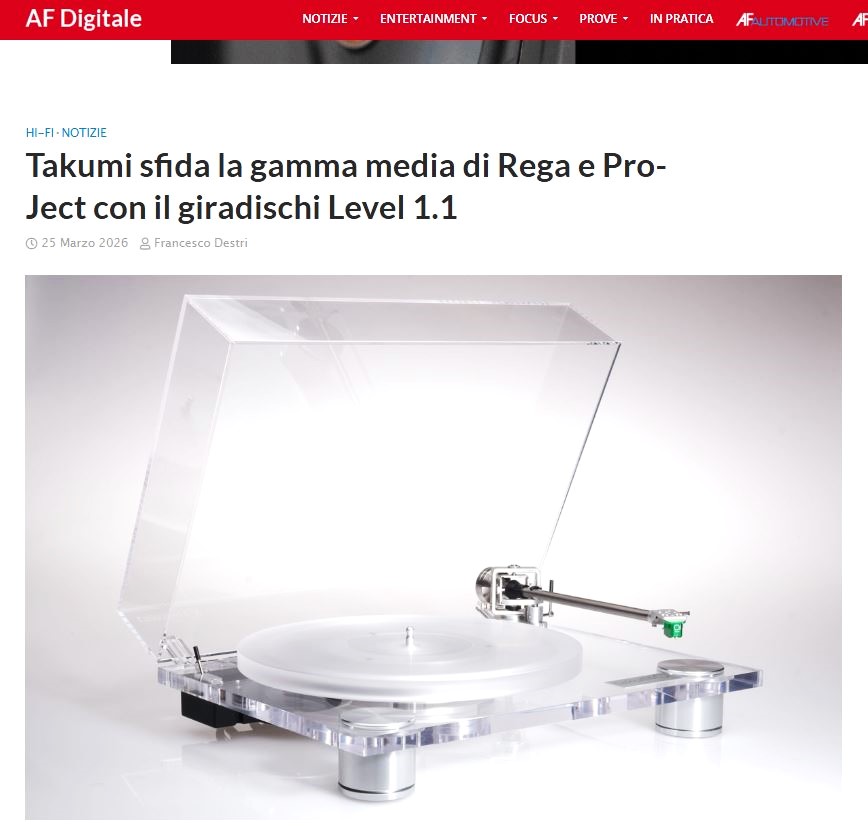 AF Digitale presenta il giradischi Takumi Level 1.1